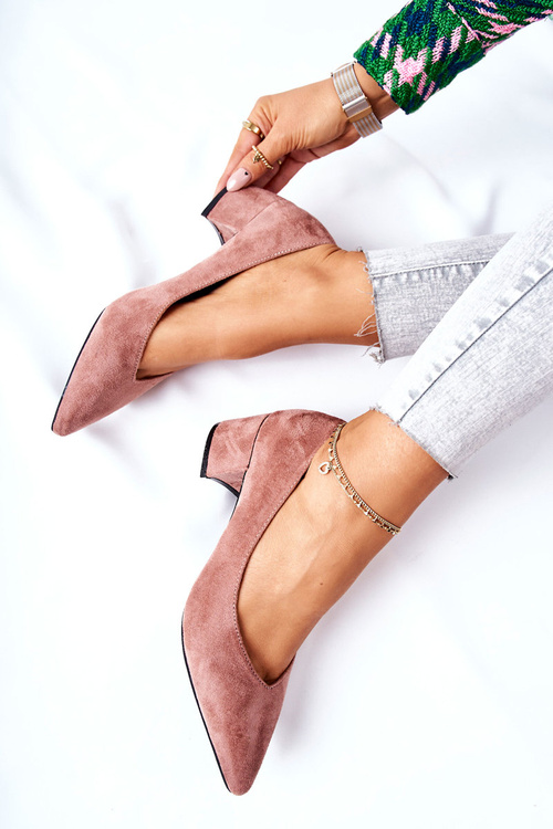 Suede Pumps On A Block Heel Pink Rossie
