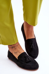 Suede Classic Fringed Loafers Black Averil