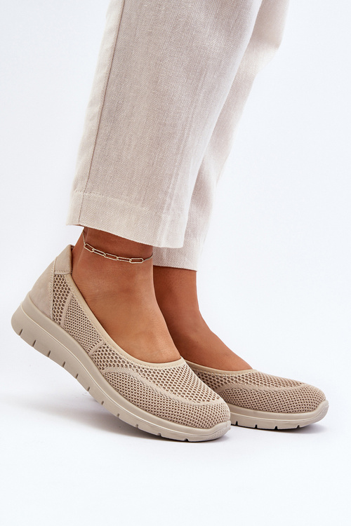 Beige Platform Ballet Flats and Wedges Aviaba