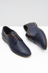 Openwork Men's Leather Semi Shoes Ettore Navy Blue