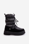 Child Waterproof Insulated Snow Boots with Wool Black Romaine