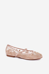 Mesh Ballet Flats With Embroidery And Decoration Beige Tillilora