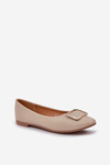 Eco Leather Ballet Flats With Decoration Beige Tulnelia