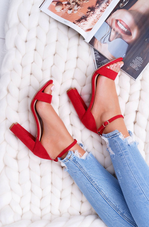 Women's Stiletto Sandals Suede Red Anastasie