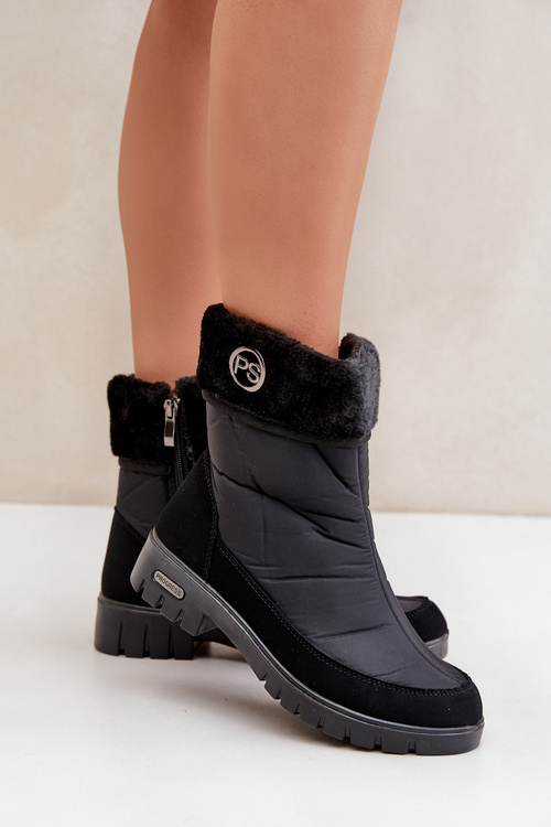 Women's Fashionable insulated snow boots Progress PROGJ-21-13 Black