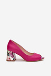 Leather pumps with decorative heel Fuchsia Lewski Shoes 2608/K