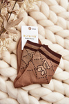 Women's Patterned Socks with Bear Brown