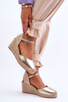 Leather Espadrilles Wedge Sandals gold Cammer 