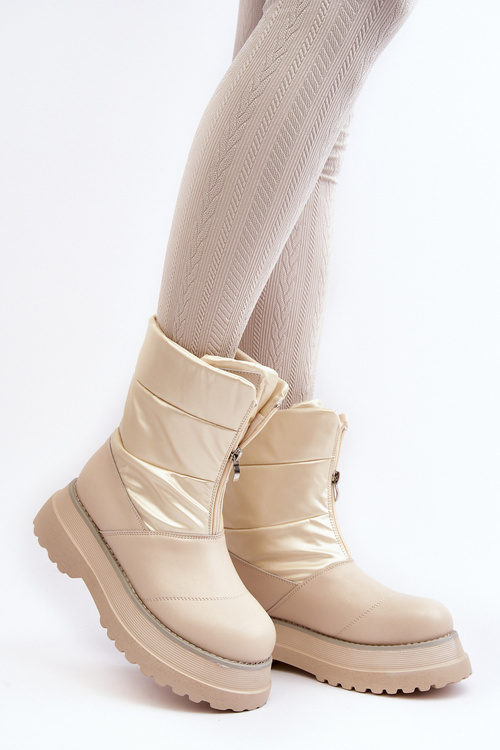 Women's Snow Boots On Thick Sole GOE MM2N4079 Beige