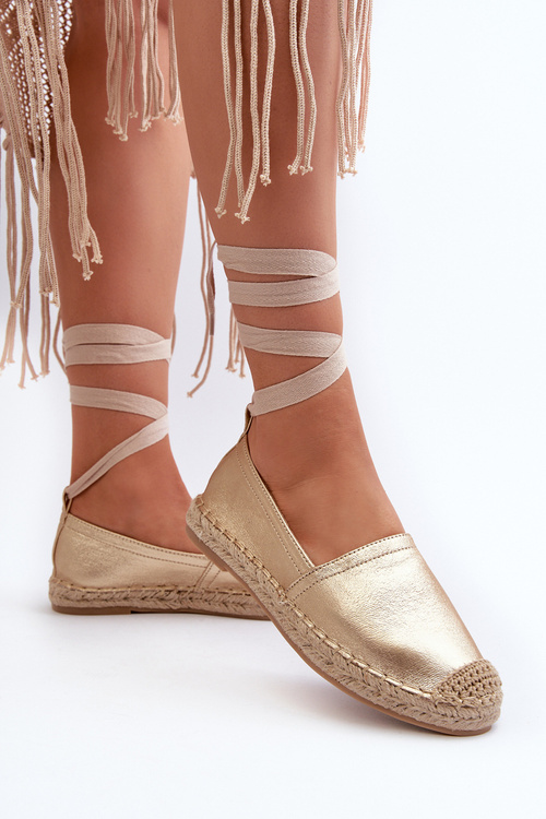 Tied Eco Leather Espadrilles in Gold Ismanne
