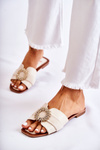 Comfortable Women's Slippers With Decoration Light beige Ginera