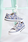 Women's Low Sneakers With Flowers Blue Janey