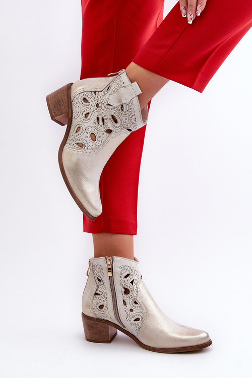 Lace-up Leather Boots Lewski Shoes 3170/2 Golden Distressed