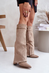 Heeled Boots With Turned Shaft Beige Evyra