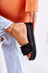 Women's Slippers On The Platform With Ornaments Black Almina