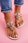 Women's Sandals Elegant Flip-flops With Crystals Gold Under Control