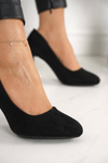 Classic Women's Pumps On A Block Heel Suede Black Eleanor
