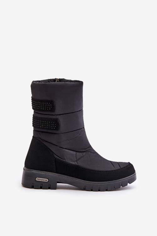 Women's Snow Boots With Zipper Progress PROGJ-21-16 Black
