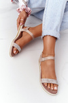 Sandals With Cubic Zirconia S.Barski 701-18 Beige