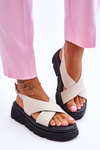 Fashionable Platform Sandals Beige Chester