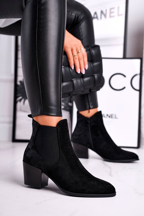 Women’s Boots On High Heel Sergio Leone Suede Black BT613