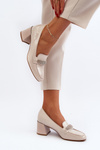 Beige Patent Leather High Heels Felicijana