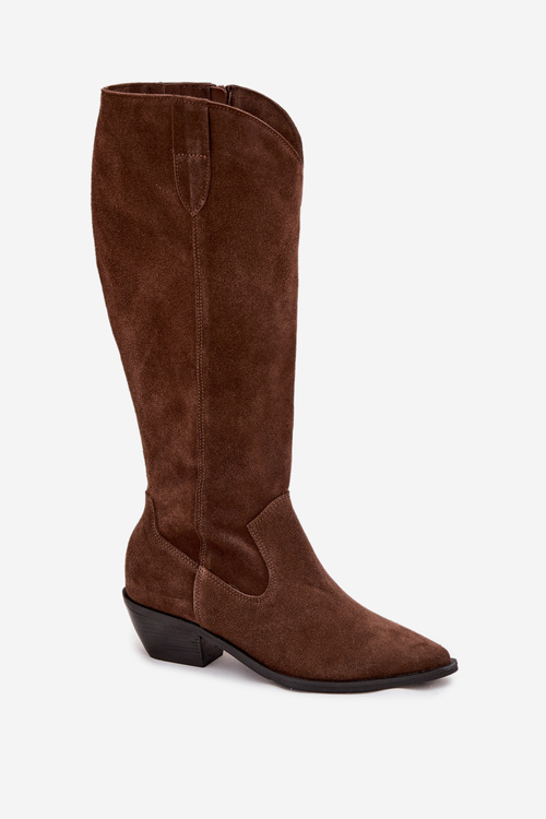 Cowboy Boots Made of Natural Suede Lined Zazoo 4225 Brown