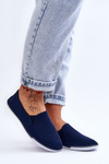 Damskie Tenisówki Slip-On Granatowe Versali 8TX02-0270