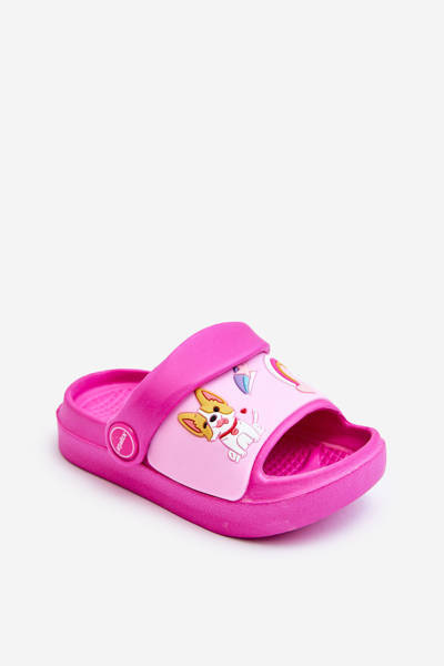 Light Children's Slides Sandals With Animal Motif Fuchsia Rico