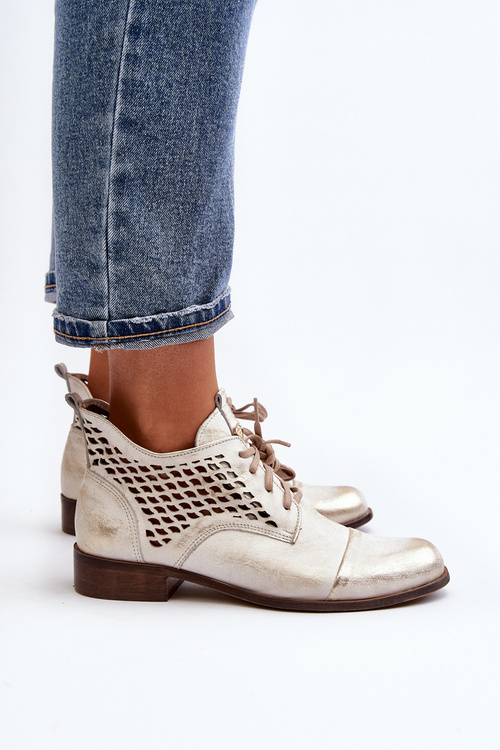 Botki Ażurowe Zamszowe Niskie Damskie Srebrne Zazoo 2878