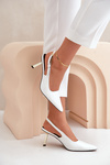 Szpilki Lakierowane Z Odkrytą Piętą Białe Filona