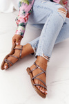 Leather Sandals With A Braid S.Barski 152-1 Pewter