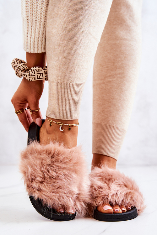 Slippers With Fur Rubber Dirty pink Pollie