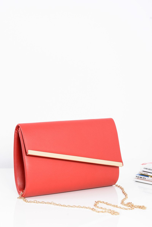 Elegant Red Women's Clutch Bag with Gold Chain Faced Accessories