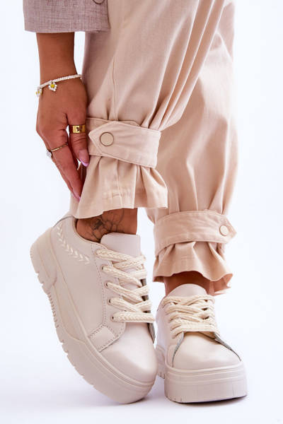 Comfortable Women's Sport Shoes On The Platform Beige Devan