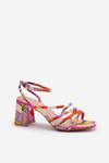 Patterned Sandals with Stiletto Heel Purple Jenglla