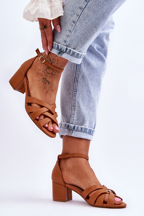 Comfortable Low Heel Sandals Camel Camelia