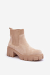 Elastic Insert Suede Boots Beige Anyfer