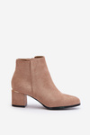 Eco Suede Ankle Boots With Zipper Dark Beige Sairis