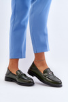 Women's Leather Loafers Dark Green Nurea