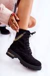 Suede warm boots with a chain Black Sorita