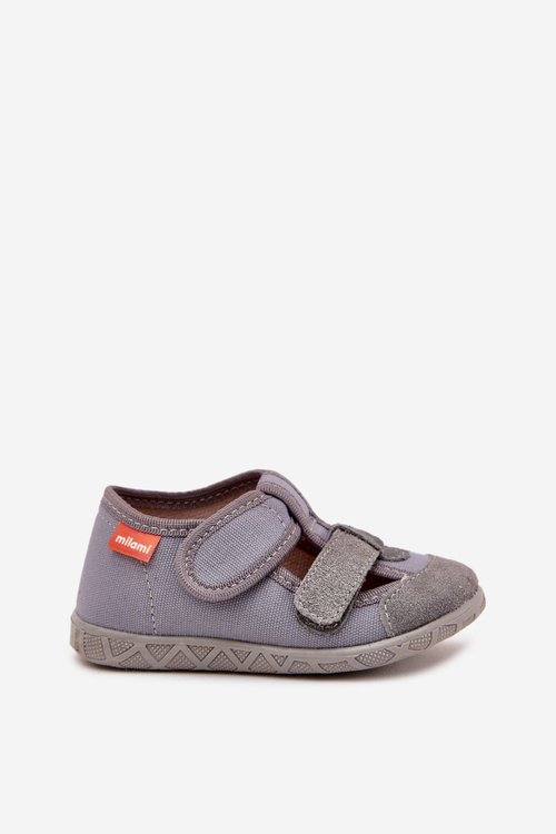 Children's slippers Milami with Velcro gray Reathiana