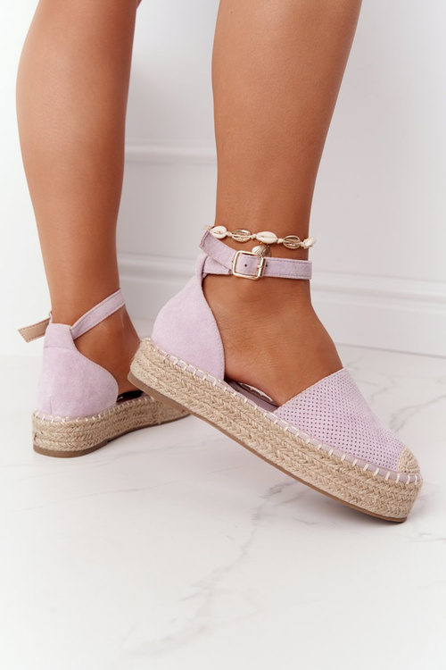 Espadryle Na Słomkowej Platformie Fioletowe Bali