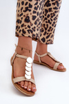 Flat Women's Sandals in Beige Eco Leather Jeritellia