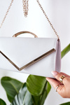 Elegant Clutch Bag With Chain Grey