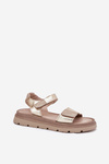 Ladies leather sandals on platform gold Zazoo 40443