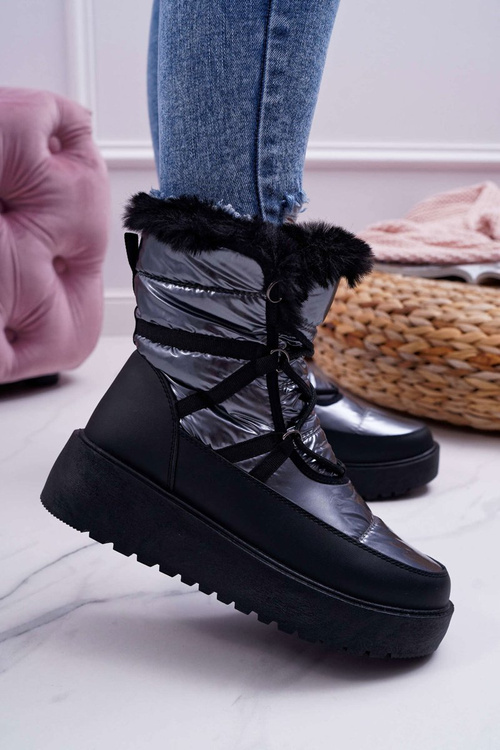 Women's Fleece-lined Snow Boots Silver Calma