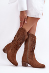 Suede Cowboy Boots with Aperture Brown Lewski 3320