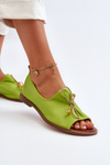 Zazoo 2660 Women's Leather Ballerina Flats Lime