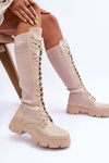 Flat Heel Boots with Sock Beige Itona
